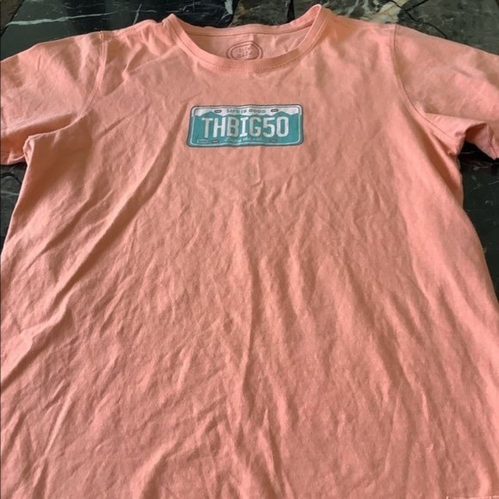 Life is good thbig50 short sleeve license plate tee shirt size large/tall